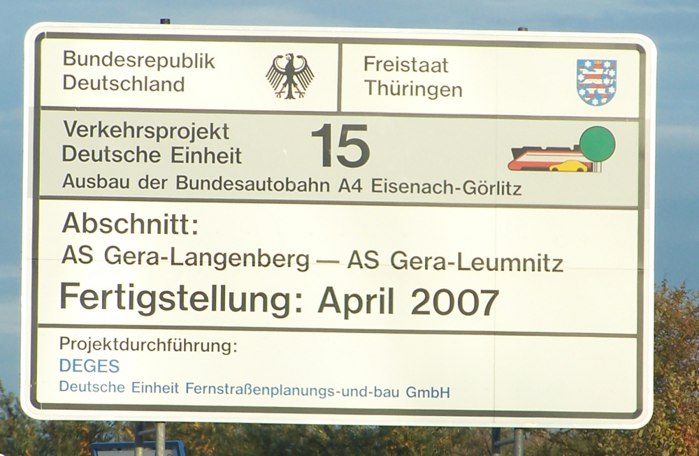 Bautafel Abschnitt Gera-Langenberg bis Gera Leumnitz