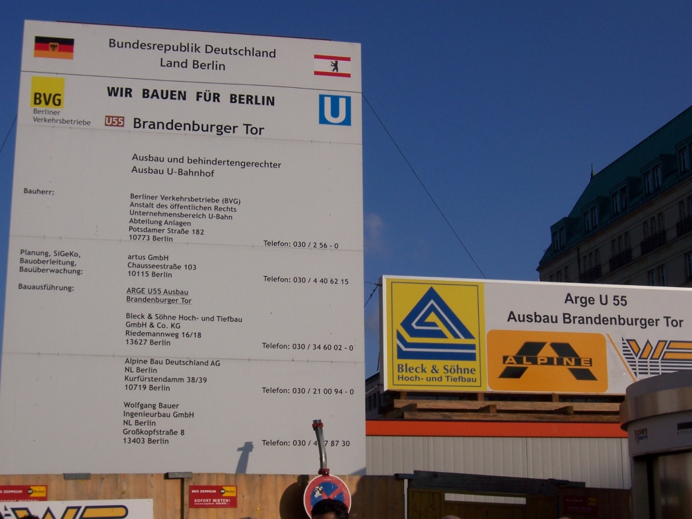 Bautafel U55 Brandenburger Tor