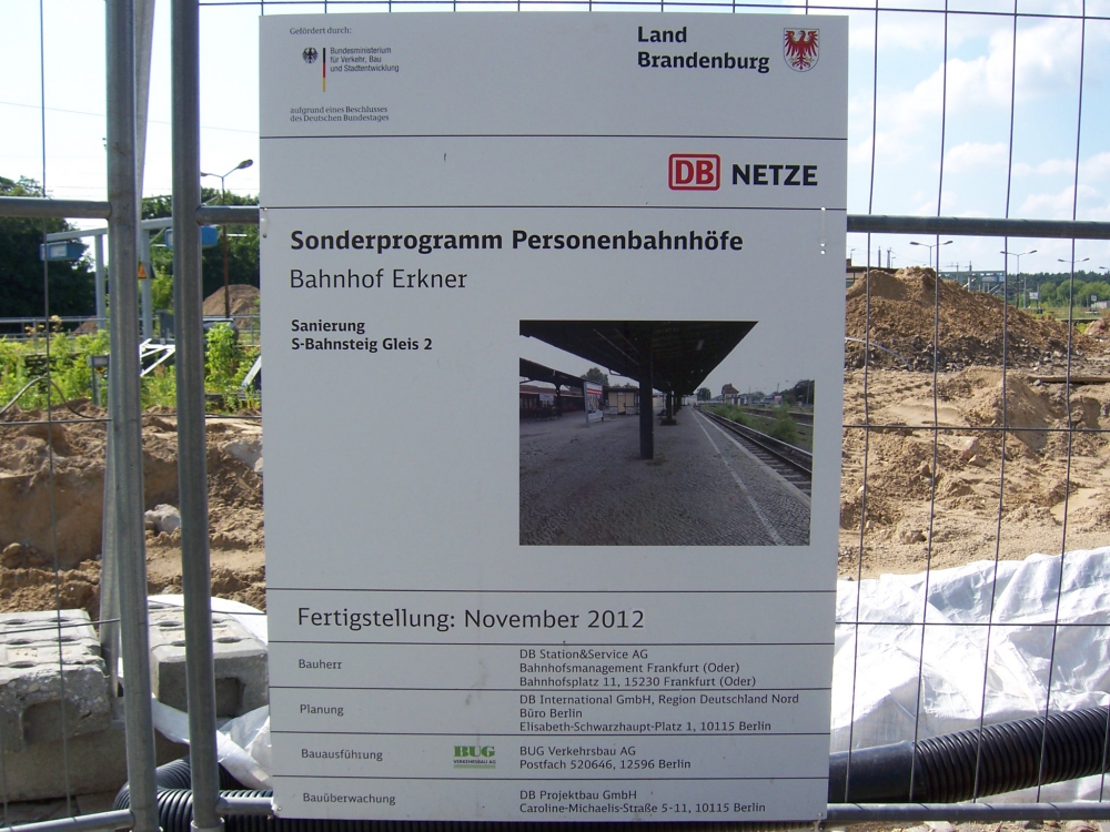 Bautafel Bahnhof Erkner S-Bahn 2
