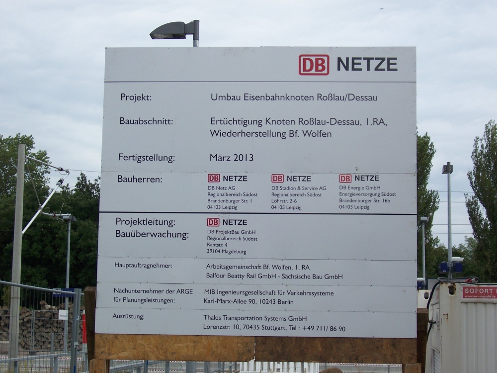 Bautafel Bahnhof Wolfen