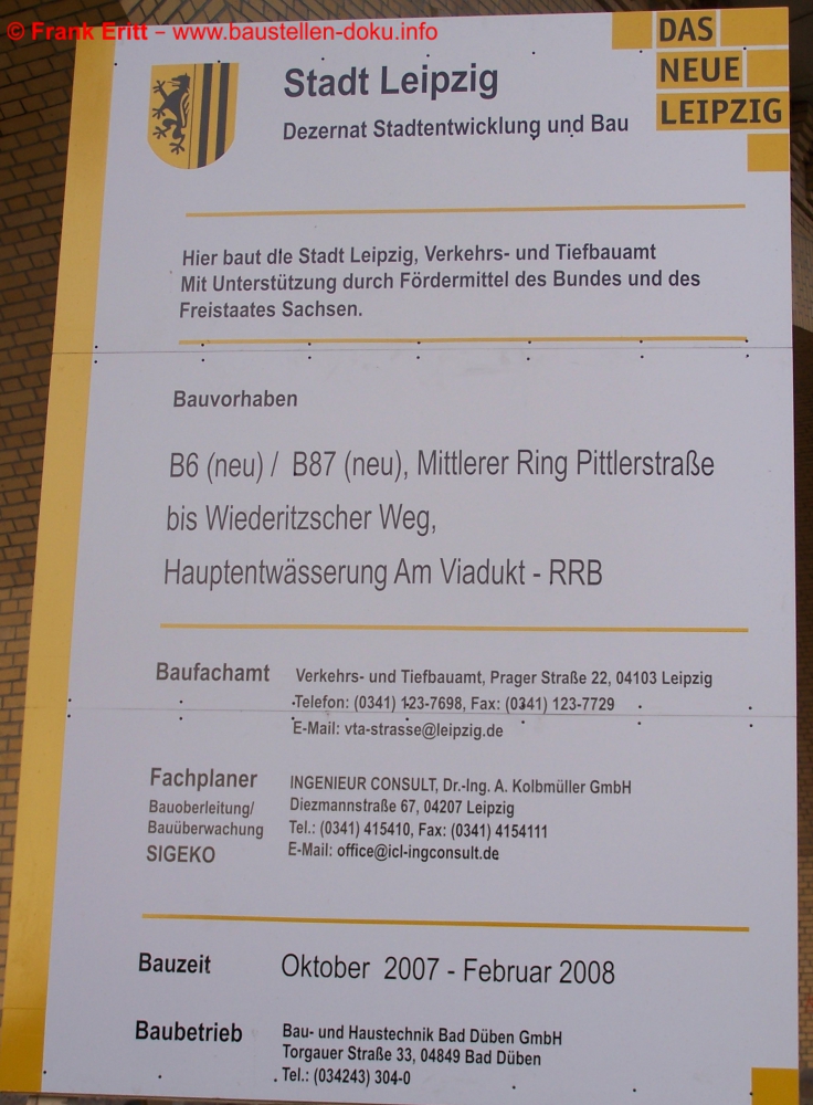 Mittlerer Ring Leipzig - Bereich B6 neu / B87 neu - Travniker Straße