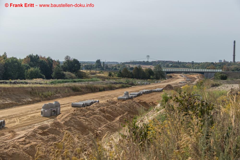 Blick von der Böschung des Haubitzer Sees nach Süden in Richtung Borna